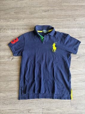 Ralph Lauren Navy Polo with Yellow and Green Trim